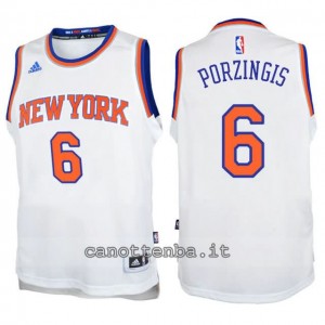 canotte bambino new york knicks kristaps porzingis #6 bianca