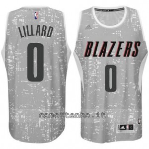 canotte damian lillard #0 portland trail blazers lights grigio