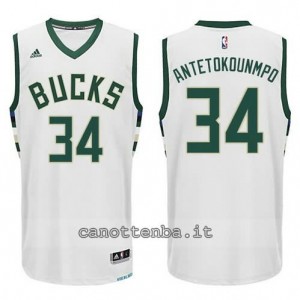 canotte giannis antetokoumpo #34 milwaukee bucks 2015-2016 bianca