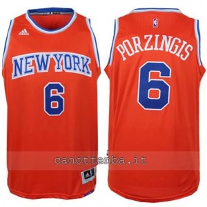 canotte kristaps porzingis #6 new york knicks 2015-2016 arancia