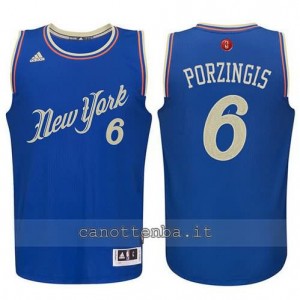 canotte kristaps porzingis #6 new york knicks natale 2015 blu