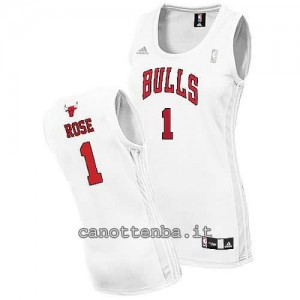 canotte nba donna chicago bulls derrick rose #1 bianca