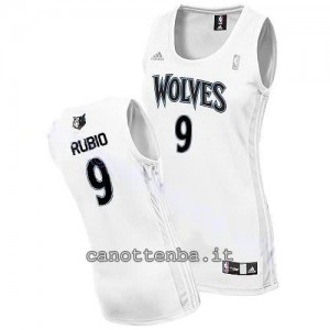 canotte nba donna minnesota timberwolves ricky rubio #9 bianca