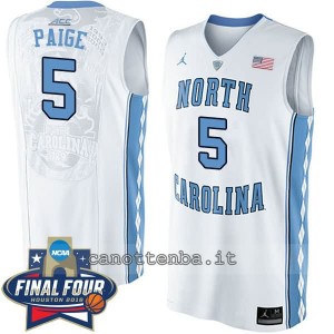 canotte ncaa north carolina tar heels marcus paige #5 bianca