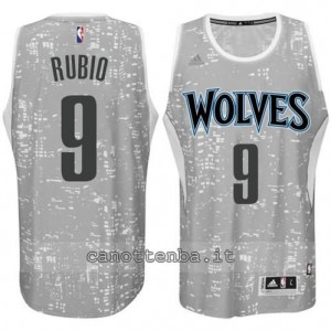 canotte ricky rubio #9 minnesota timberwolves lights grigio