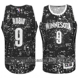 canotte ricky rubio #9 minnesota timberwolves lights nero