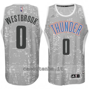 canotte russell westbrook #0 oklahoma city thunder lights grigio