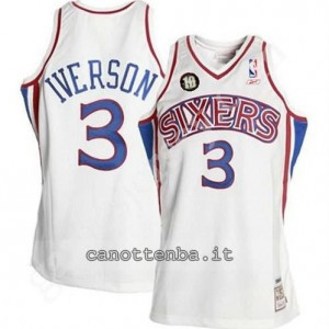 maglia allen iverson #3 philadelphia 76ers 10th bianca