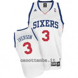 maglia allen iverson #3 philadelphia 76ers revolution 30 bianca