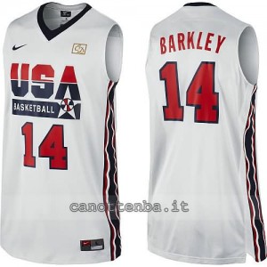 maglia basket charles barkley #14 nba usa 1992 bianca