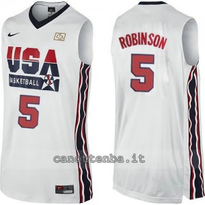 maglia basket david robinson #5 nba usa 1992 bianca