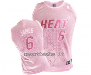 maglia basket donna miami heat LeBron James #6 rosa