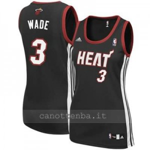 maglia basket donna miami heat dwyane wade #3 nero