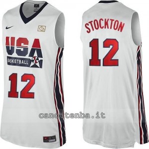 maglia basket john stockton #12 nba usa 1992 bianca