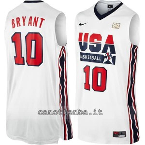 maglia basket kobe bryant #10 nba usa 1992 bianca