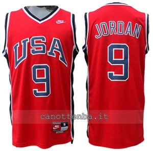 maglia basket michael jordan #9 nba usa 1984 rosso