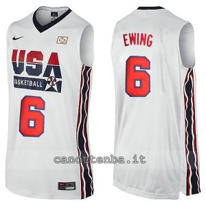 maglia basket patrick ewing #6 nba usa 1992 bianca