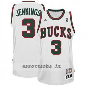 maglia brandon jennings #3 milwaukee bucks classico bianca