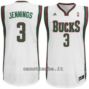 maglia brandon jennings #3 milwaukee bucks revolution 30 bianca