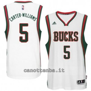 maglia carter williams #5 milwaukee bucks 2014-2015 bianca