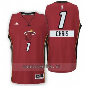 maglia chris bosh #1 miami heat natale 2014 rosso