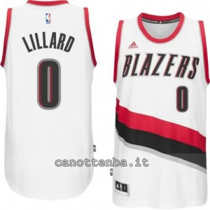 maglia damian lillard #0 portland trail blazers 2014-2015 bianca