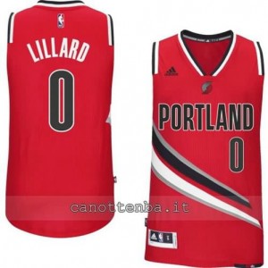 maglia damian lillard #0 portland trail blazers 2014-2015 rosso