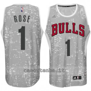 maglia derrick rose #1 chicago bulls lights grigio