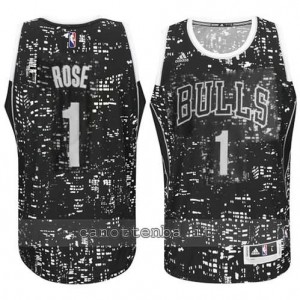 maglia derrick rose #1 chicago bulls lights nero