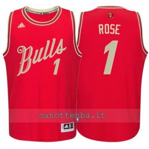 maglia derrick rose #1 chicago bulls natale 2015 rosso