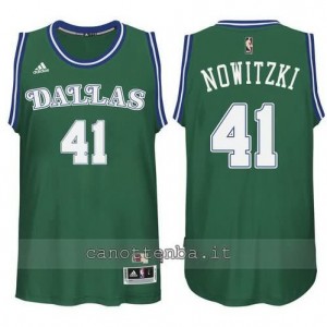 maglia dirk nowitzki #41 dallas mavericks classico verde