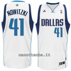 maglia dirk nowitzki #41 dallas mavericks revolution 30 bianca