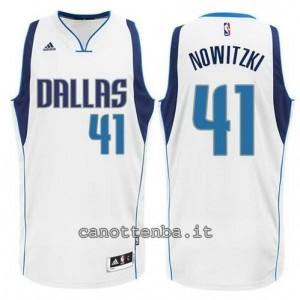 maglia dirk nowitzki #42 dallas mavericks swingman bianca