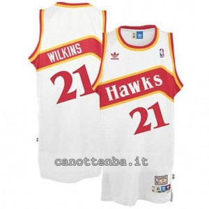 maglia dominique wilkins #21 atlanta hawks retro bianca