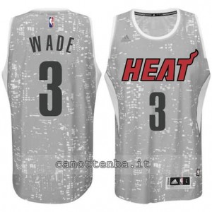 maglia dwyane wade #3 miami heat lights grigio