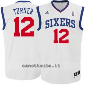 maglia evan turner #12 philadelphia 76ers revolution 30 bianca