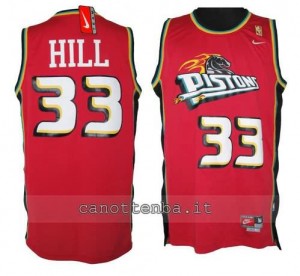 maglia grant hill #33 detroit pistons retro rosso