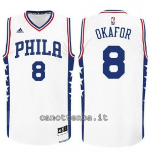 maglia jahlil okafor #8 philadelphia 76ers 2015-2016 bianca