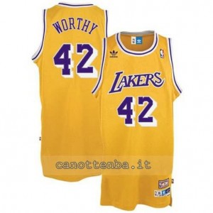 maglia james worthy #42 los angeles lakers classico giallo