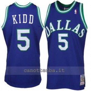 maglia jason kidd #5 dallas mavericks throwback blu