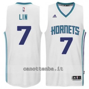 maglia jeremy lin #7 charlotte hornets 2015 bianca