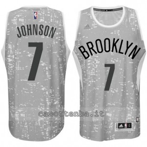 maglia joe johnson #7 brooklyn nets lights grigio