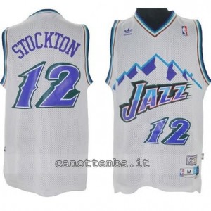 maglia john stockton #12 utah jazz retro bianca