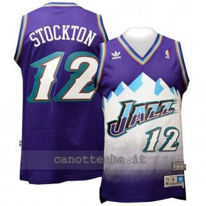 maglia john stockton #12 utah jazz retro blu