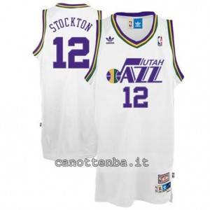 maglia john stockton #12 utah jazz soul bianca