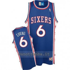 maglia julius erving #6 philadelphia 76ers classico blu