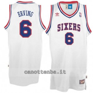 maglia julius erving #6 philadelphia 76ers soul bianca