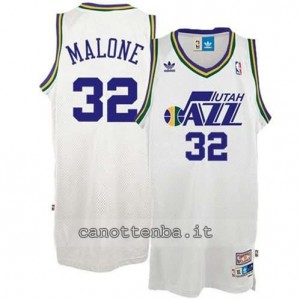 maglia karl malone #32 utah jazz classico bianca