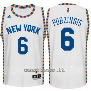 maglia kristaps porzingis #6 new york knicks classico bianca