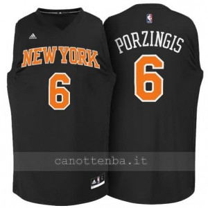 maglia kristaps porzingis #6 new york knicks moda nero